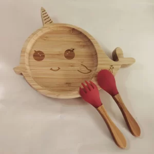 Krožnik iz bambusa s priseskom DELFIN – set