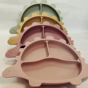 Silikonski krožnik s priseskom Dinozaver