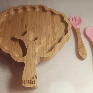 Krožnik iz bambusa s priseskom DREVO- set